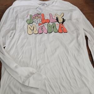 White Long Sleeve 'Jolly Mama' Shirt